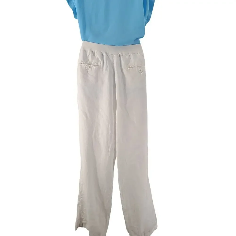 Charter Club Pants shop women's linen pants White Size XL resort wear Vacation - Picture 4 of 8